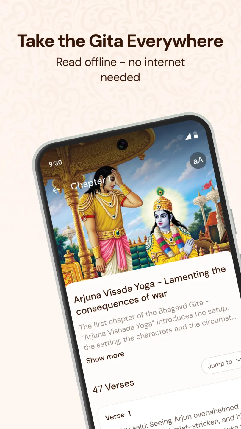 Chapter 1 of the Bhagavad Gita open for offline reading